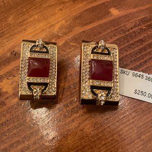 Rachel Zoe Red Quartz Clip on Earrings